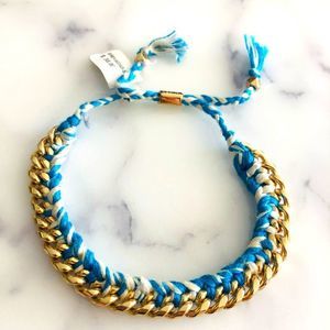 NWT Ettika gold bracelet with blue/white braiding